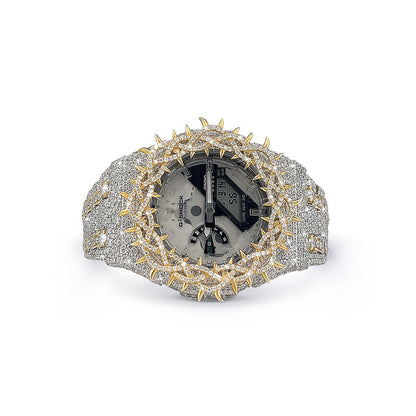 G-Shock Fully Iced-Out thorns Bezel With VVS Moissanite Diamond 