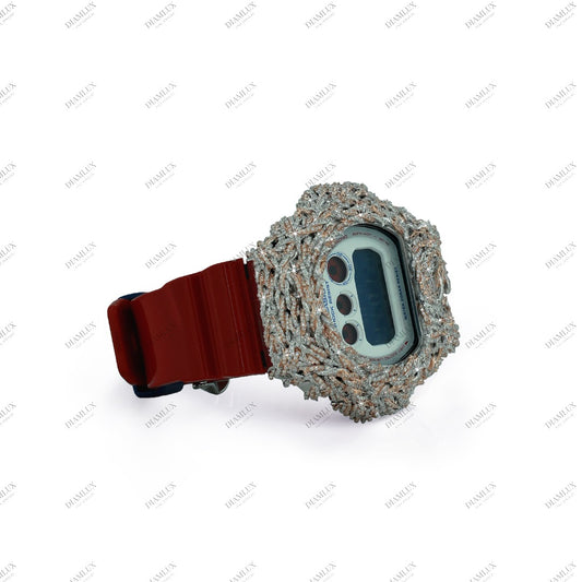 Natural Diamond G- Shock Watch with Red Band Diamlux