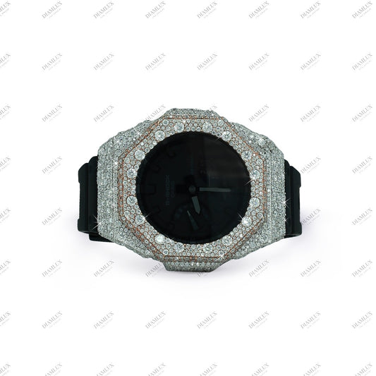 Two Tone Moissanite Diamond Bezel G- Shock Watch Diamlux