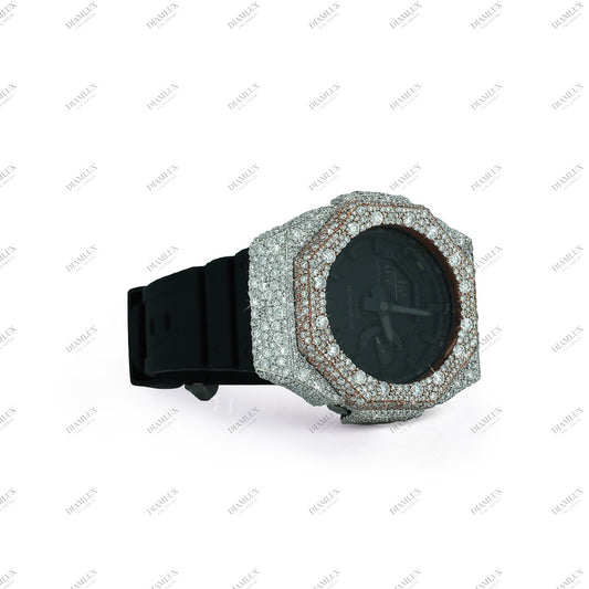 Two Tone Moissanite Diamond Bezel G- Shock Watch Diamlux