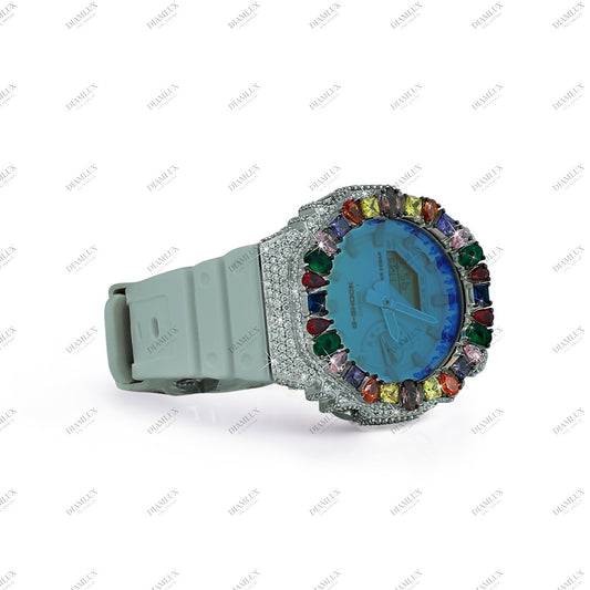 Moissanite Multi Colour Diamond G- Shock Edition Diamlux Fine Jewelry