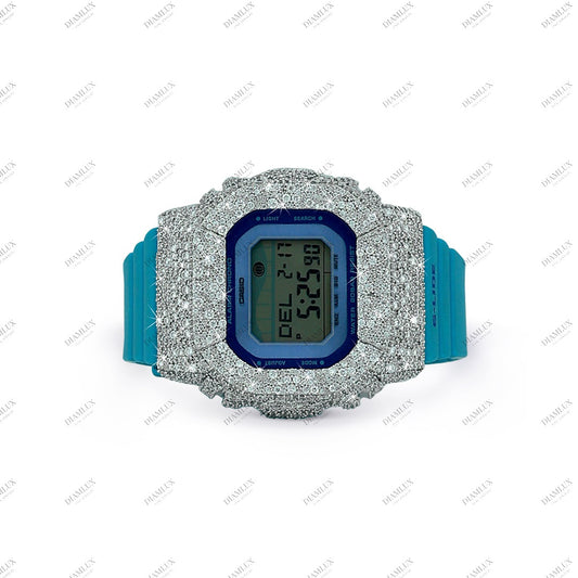 Natural Diamond G- Shock Watch with Blue Band Diamlux