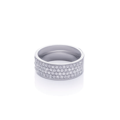 Wide Band Minimalist Ring with Diamond Accent Panel