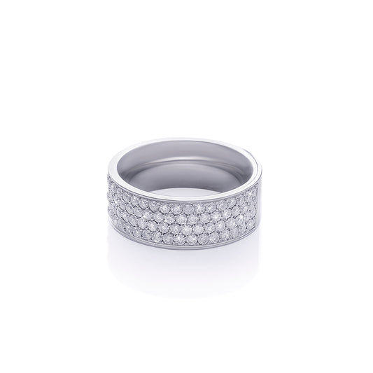 Wide Band Minimalist Ring with Diamond Accent Panel