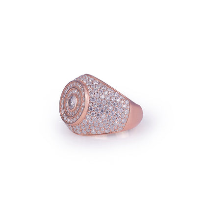 Elegant Rose Gold Dome Ring with Center Stone Highlight