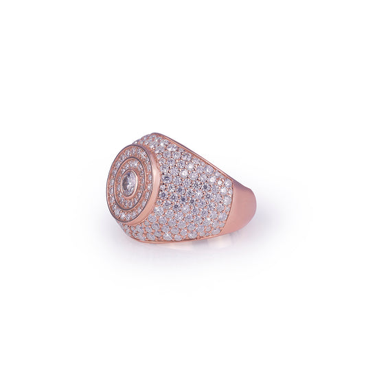 Elegant Rose Gold Dome Ring with Center Stone Highlight