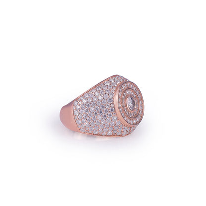 Elegant Rose Gold Dome Ring with Center Stone Highlight