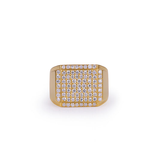Classic Gold Ring with Iced Square Top