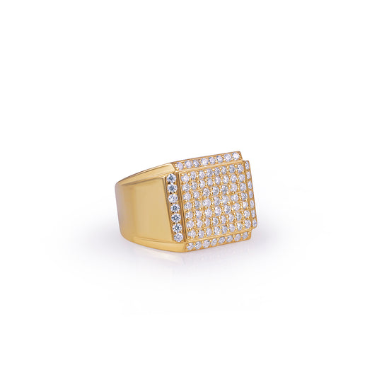 Classic Gold Ring with Iced Square Top