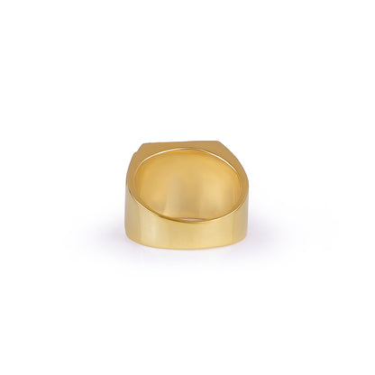 Classic Gold Ring with Iced Square Top