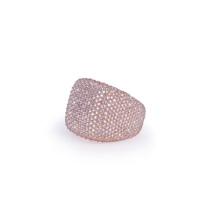 Full Iced Rose Gold Cushion Ring
