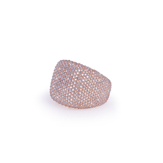 Full Iced Rose Gold Cushion Ring