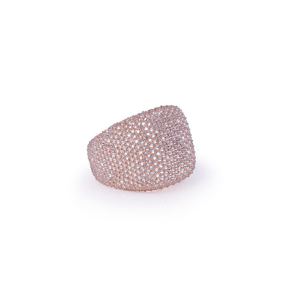 Full Iced Rose Gold Cushion Ring