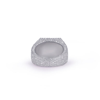 Iced white gold Ring with Square Halo Design
