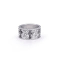 Wide White Gold Band Ring with Cross Detailing