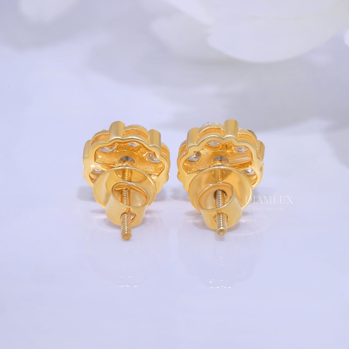 Fully Iced-out 925 silver with moissanite diamond earring Diamlux Fine Jewelry