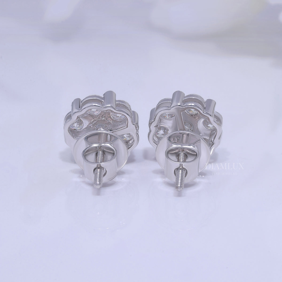 925 silver with moissanite diamond earrings white Gold Diamlux Fine Jewelry