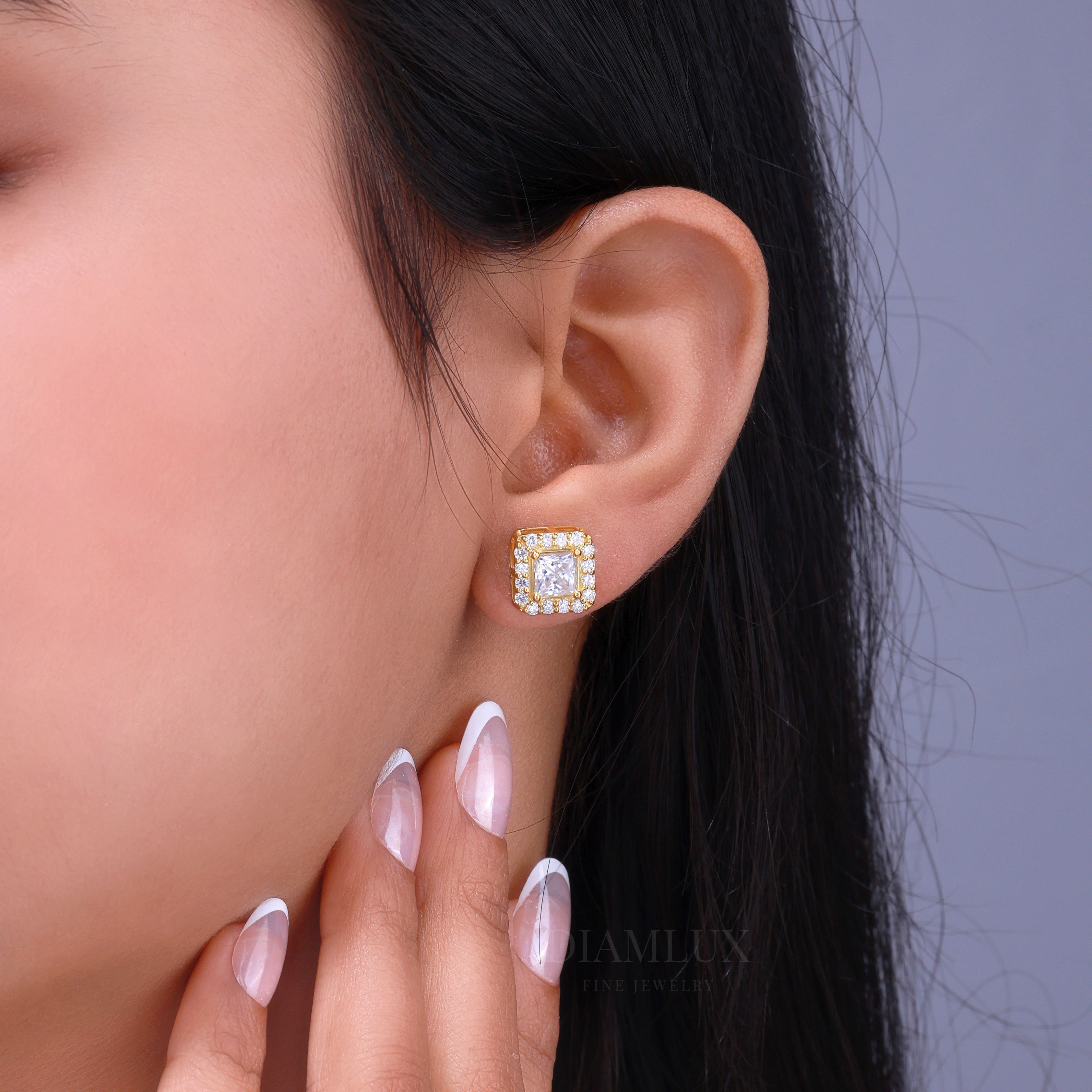 Yellow Gold (Plated) Earrings-925 silver with moissanite diamond Diamlux Fine Jewelry