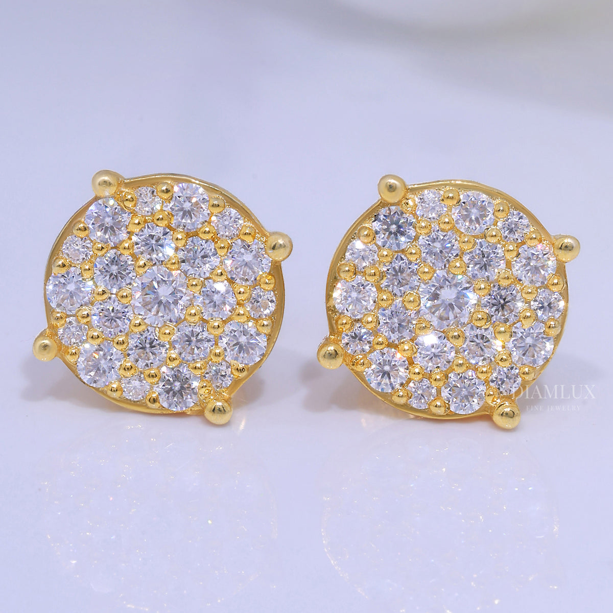 925 silver with moissanite diamond earrings Yellow Gold Diamlux Fine Jewelry