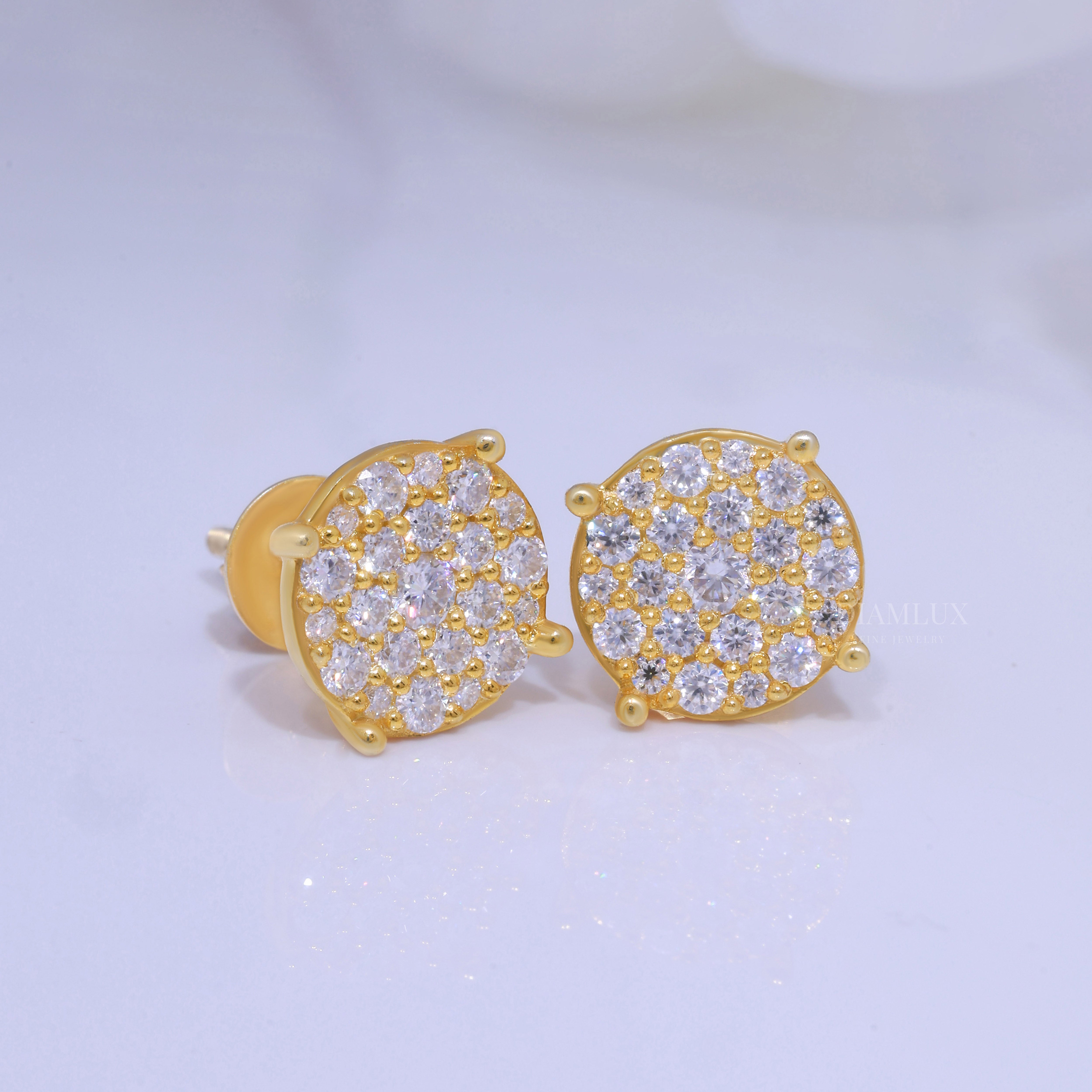 925 silver with moissanite diamond earrings Yellow Gold Diamlux Fine Jewelry