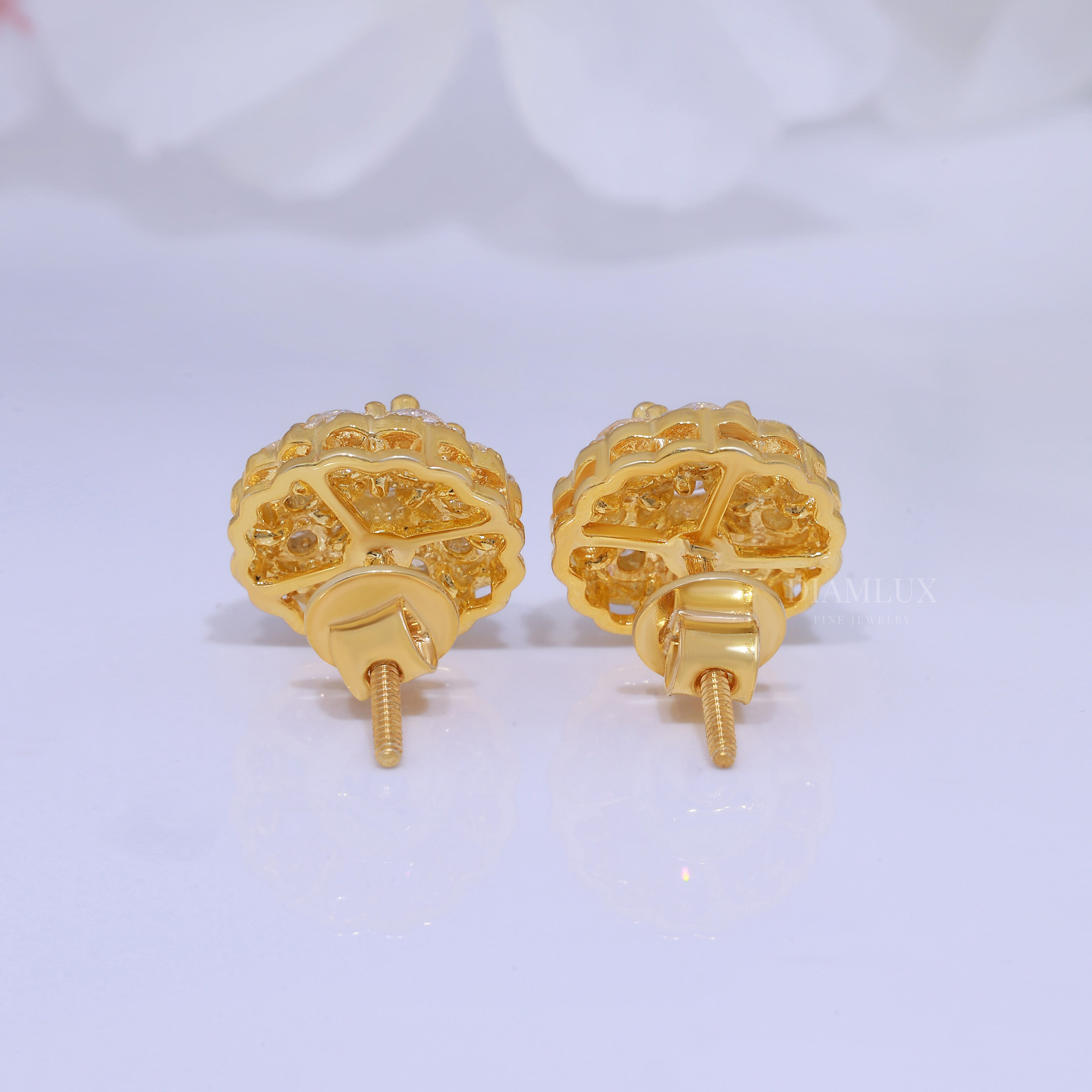 Yellow Gold (Plated) 925 silver with moissanite diamond earrings Diamlux Fine Jewelry