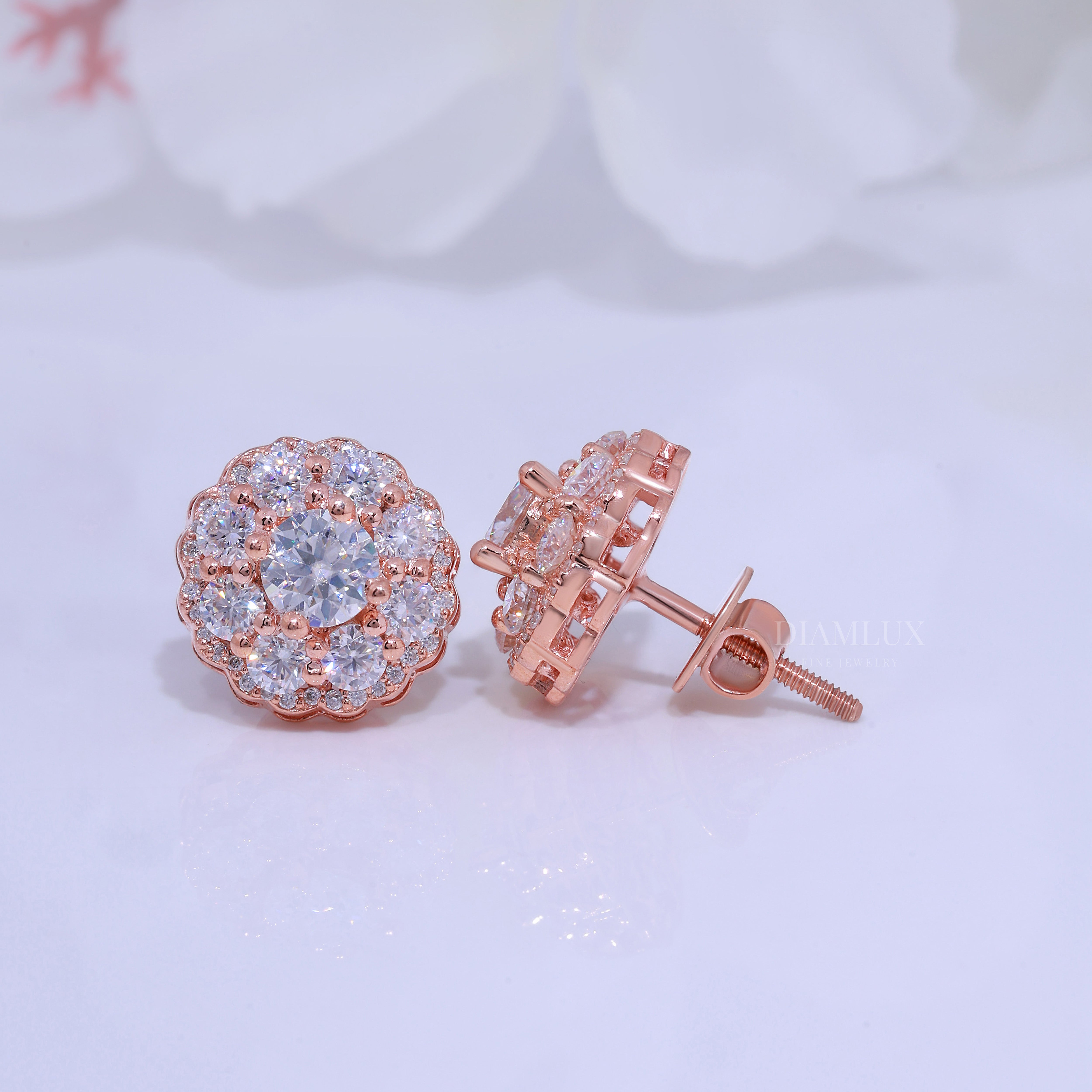 925 Silver with Moissanite Diamond Earrings Diamlux Fine Jewelry