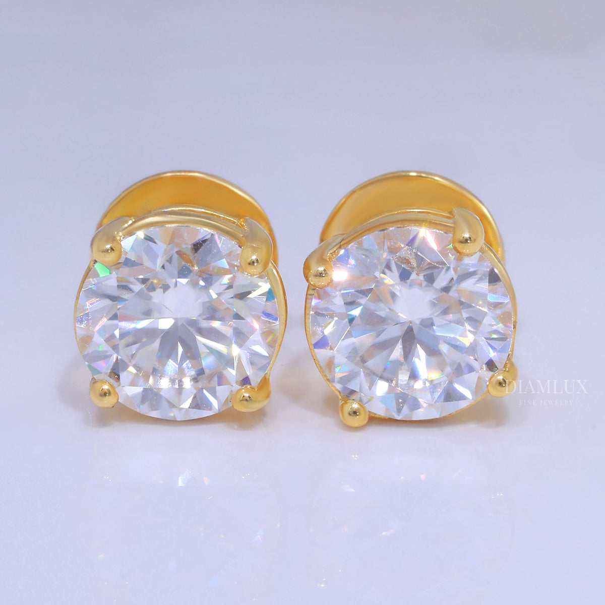 For wedding and special occasions 925 silver with moissanite diamond-earrings Yellow Gold Diamlux Fine Jewelry