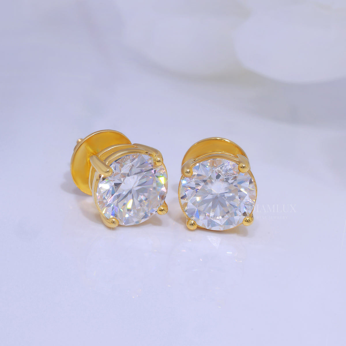 For wedding and special occasions 925 silver with moissanite diamond-earrings Yellow Gold Diamlux Fine Jewelry