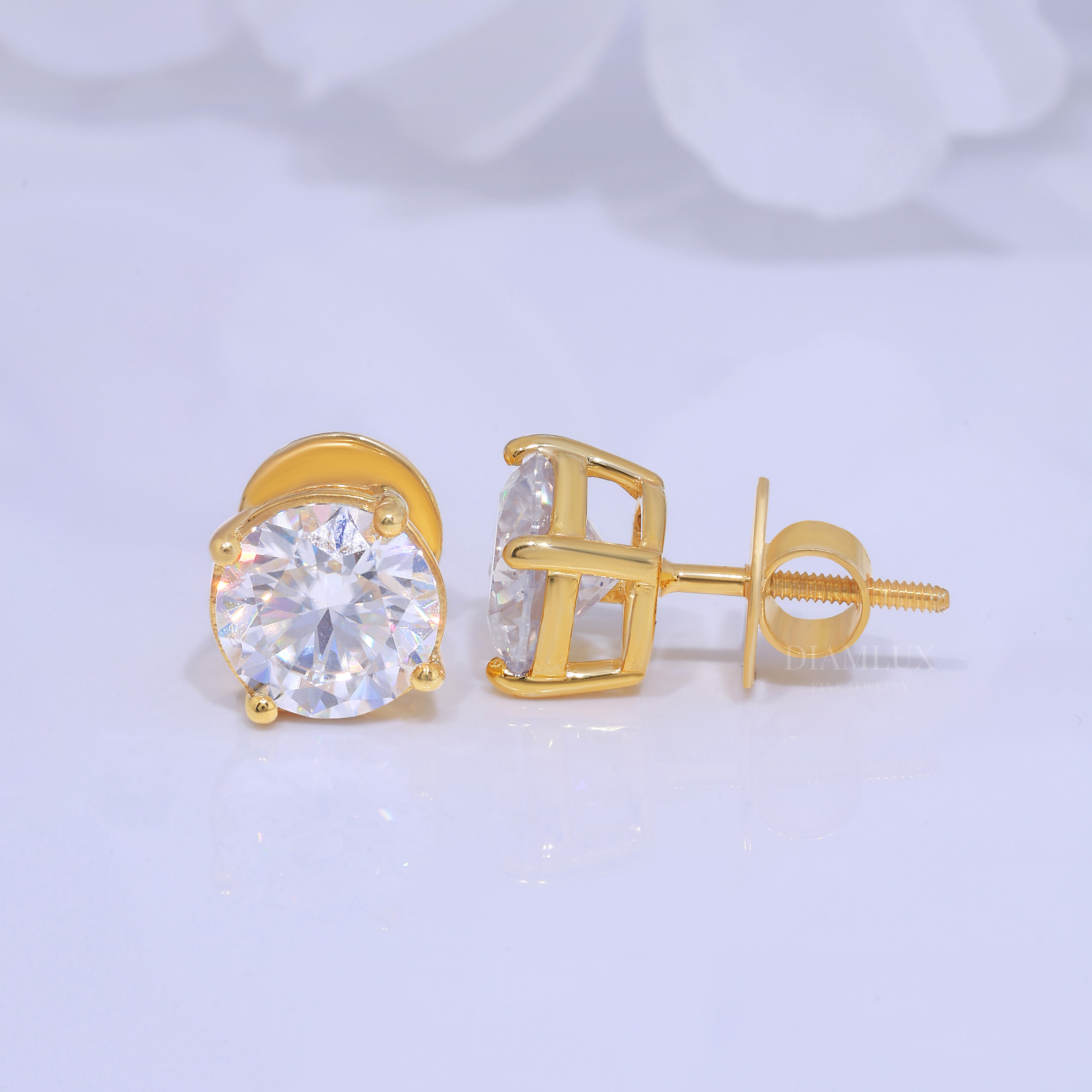 For wedding and special occasions 925 silver with moissanite diamond-earrings Yellow Gold Diamlux Fine Jewelry