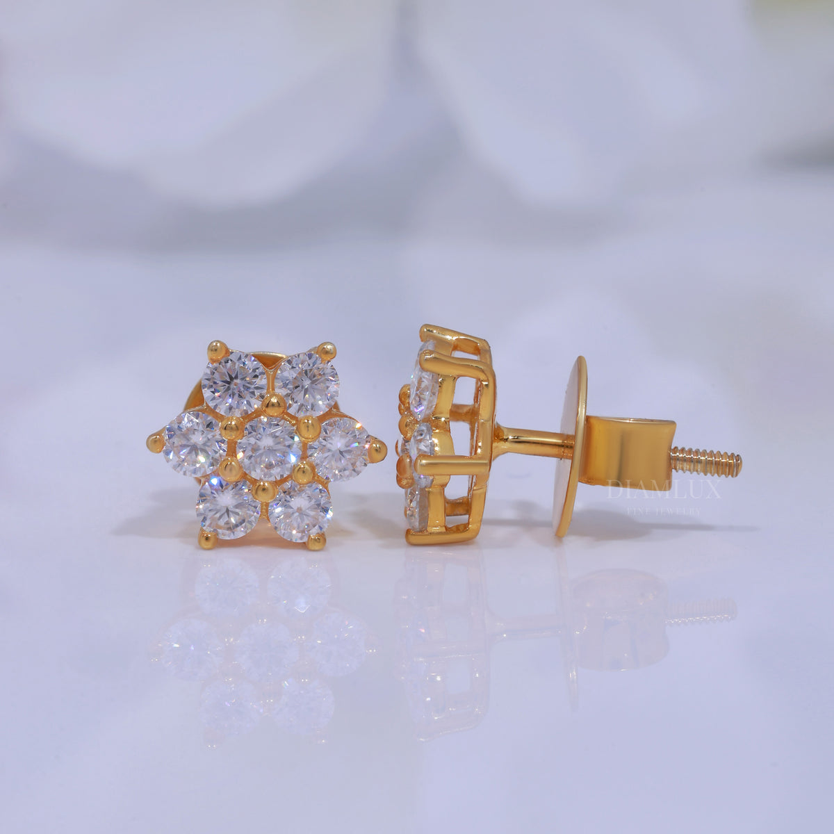 Yellow Gold Plated with 925 silver moissanite diamond earring Diamlux Fine Jewelry