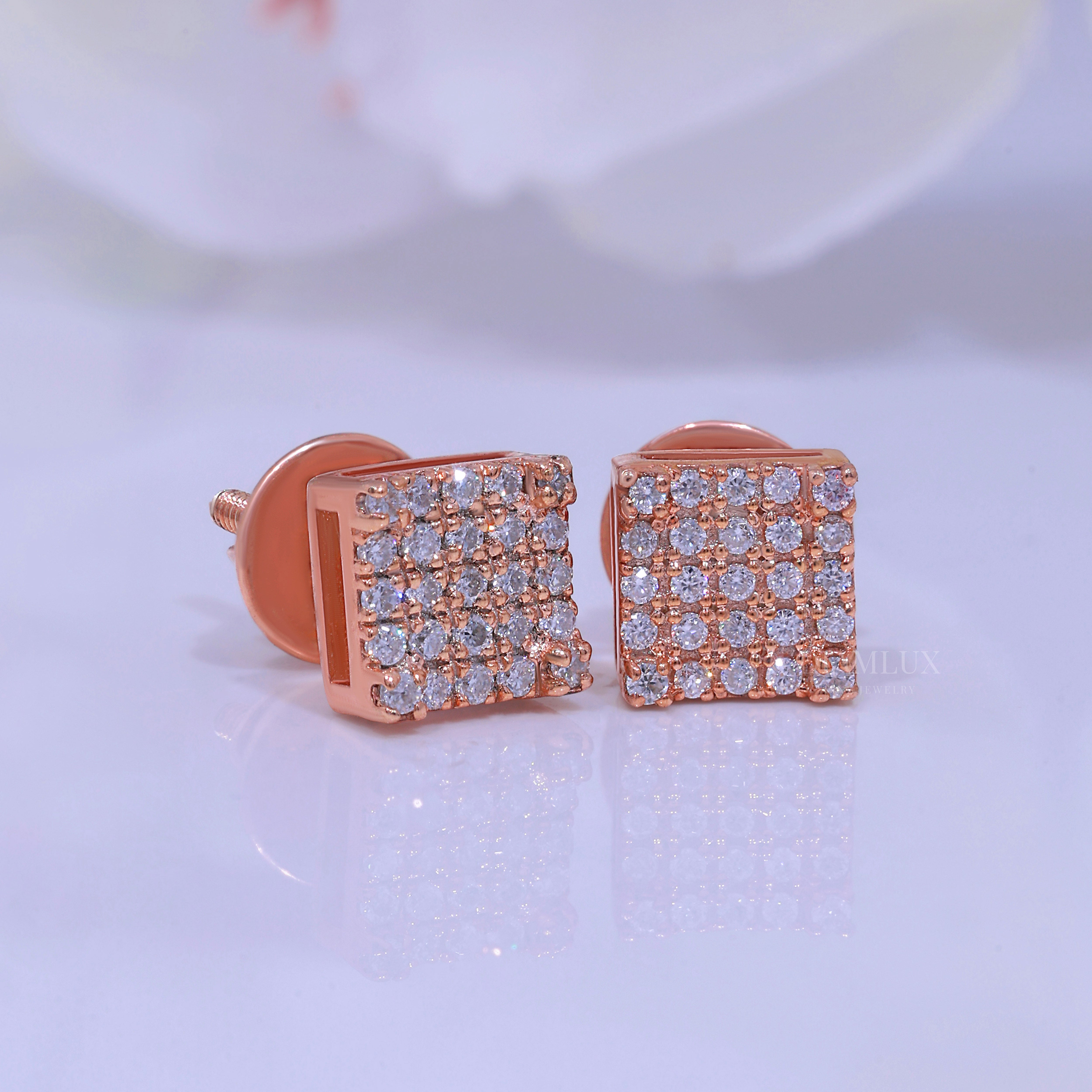 925 silver with moissanite diamond rose gold earrings Diamlux Fine Jewelry