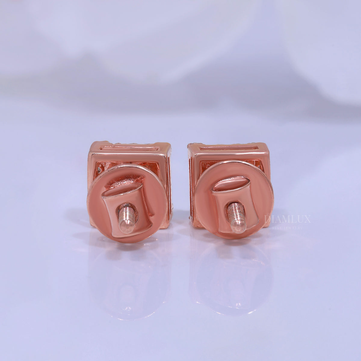 925 silver with moissanite diamond rose gold earrings Diamlux Fine Jewelry