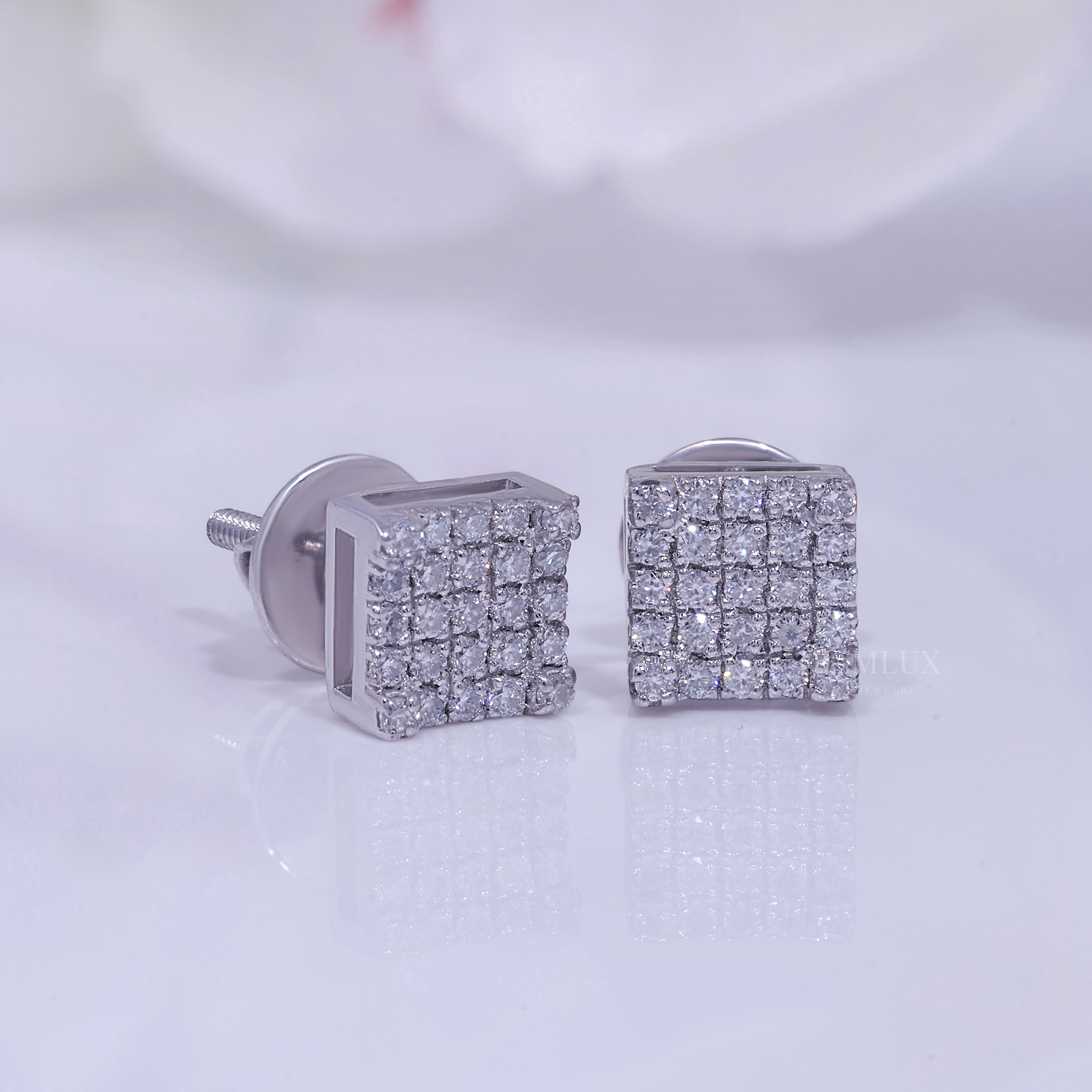 Fully Iced-out 925 silver with moissanite diamond earrings Diamlux Fine Jewelry