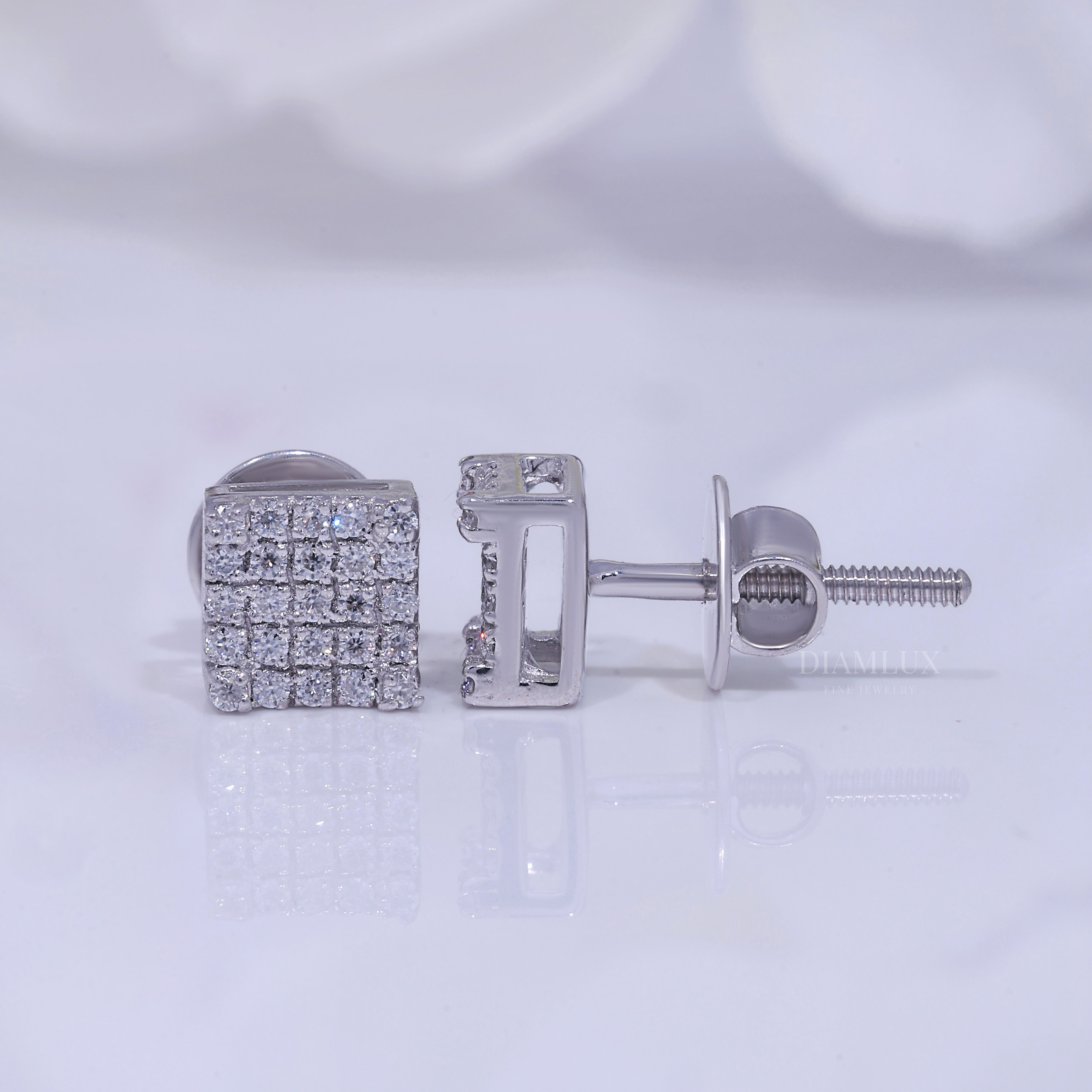 Fully Iced-out 925 silver with moissanite diamond earrings Diamlux Fine Jewelry