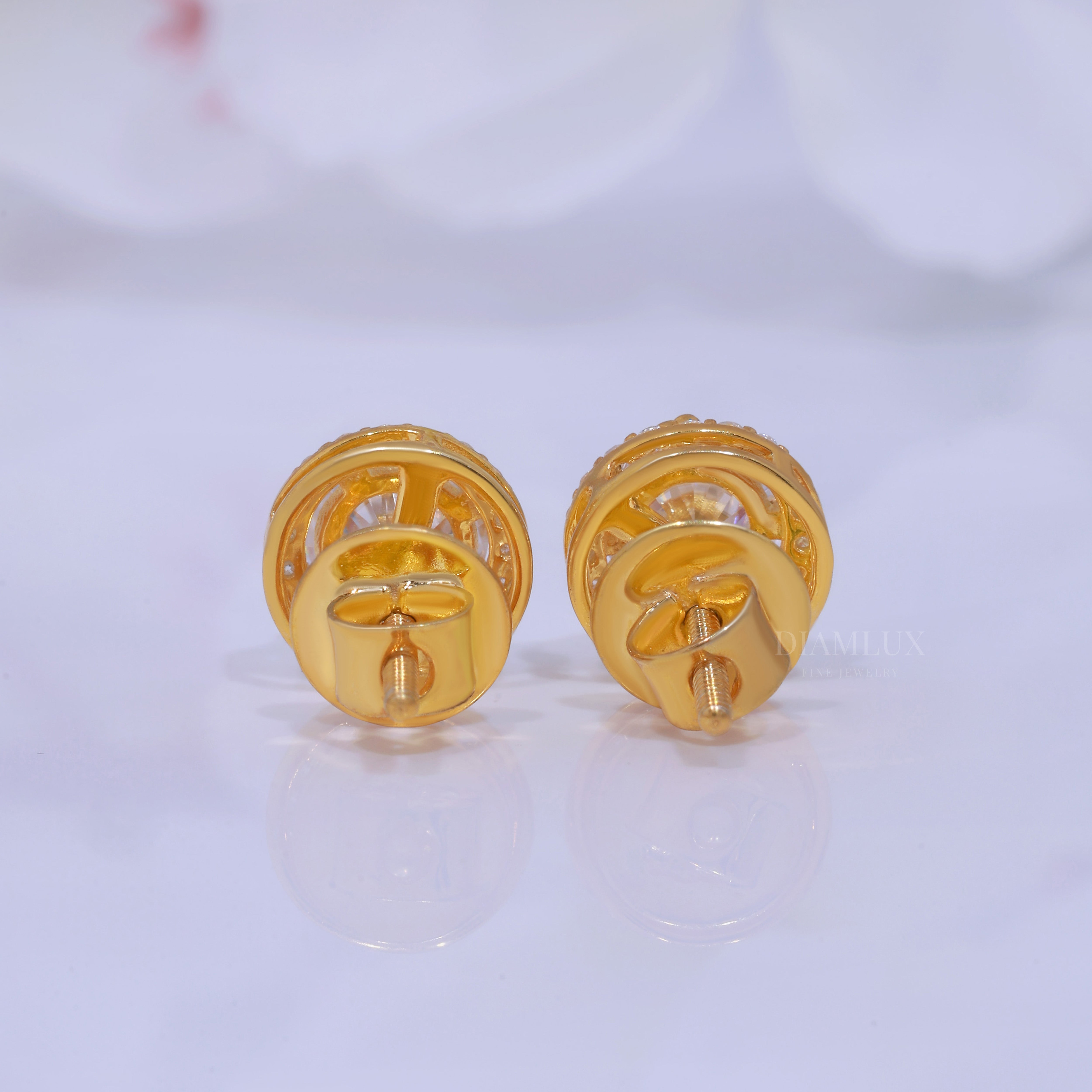 Yellow Gold plated 925 silver with moissanite diamond Diamlux Fine Jewelry