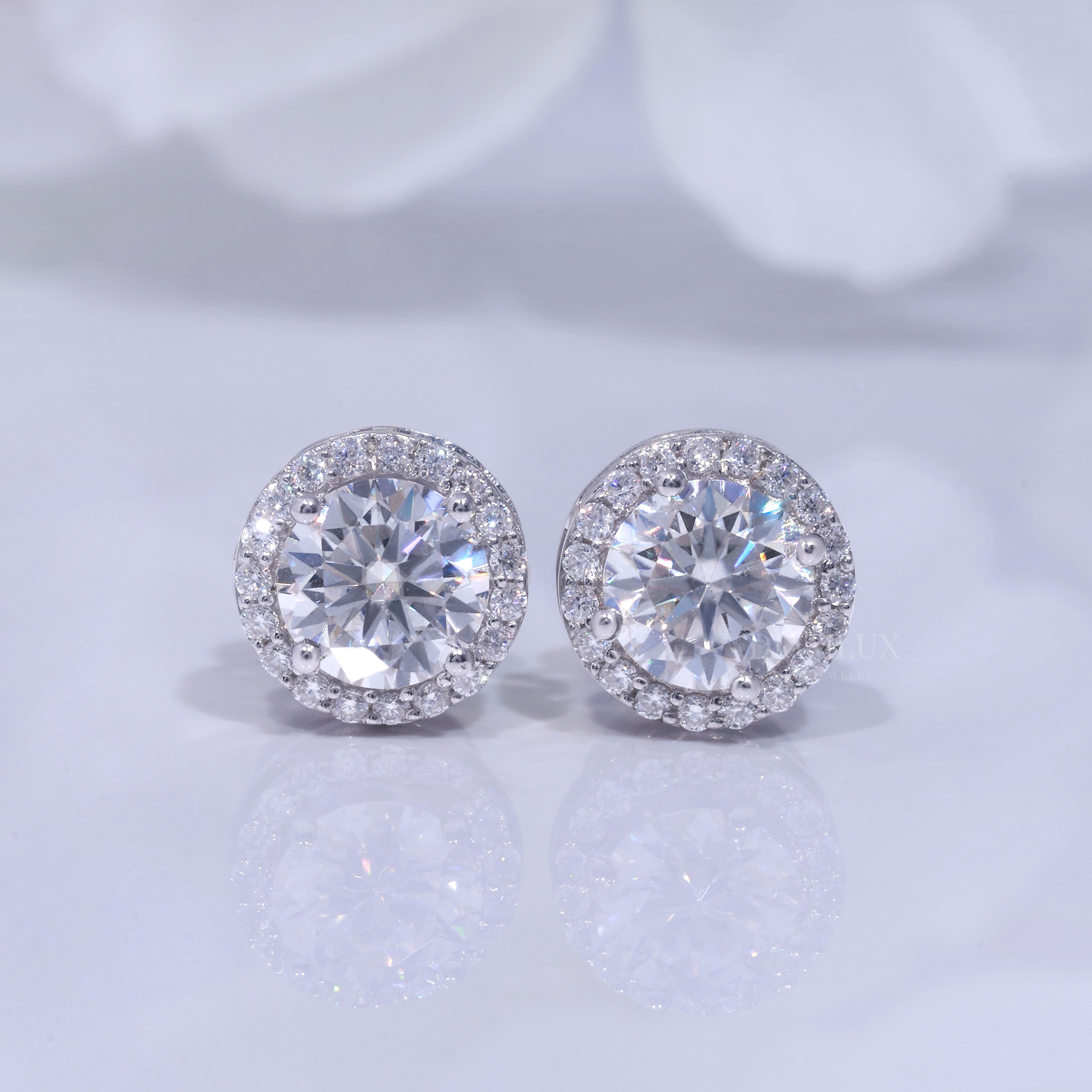 925 silver with moissanite diamond round cut earrings Diamlux Fine Jewelry
