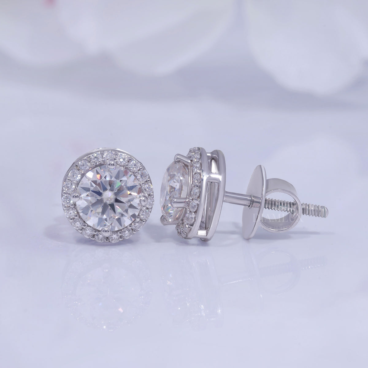 925 silver with moissanite diamond round cut earrings Diamlux Fine Jewelry