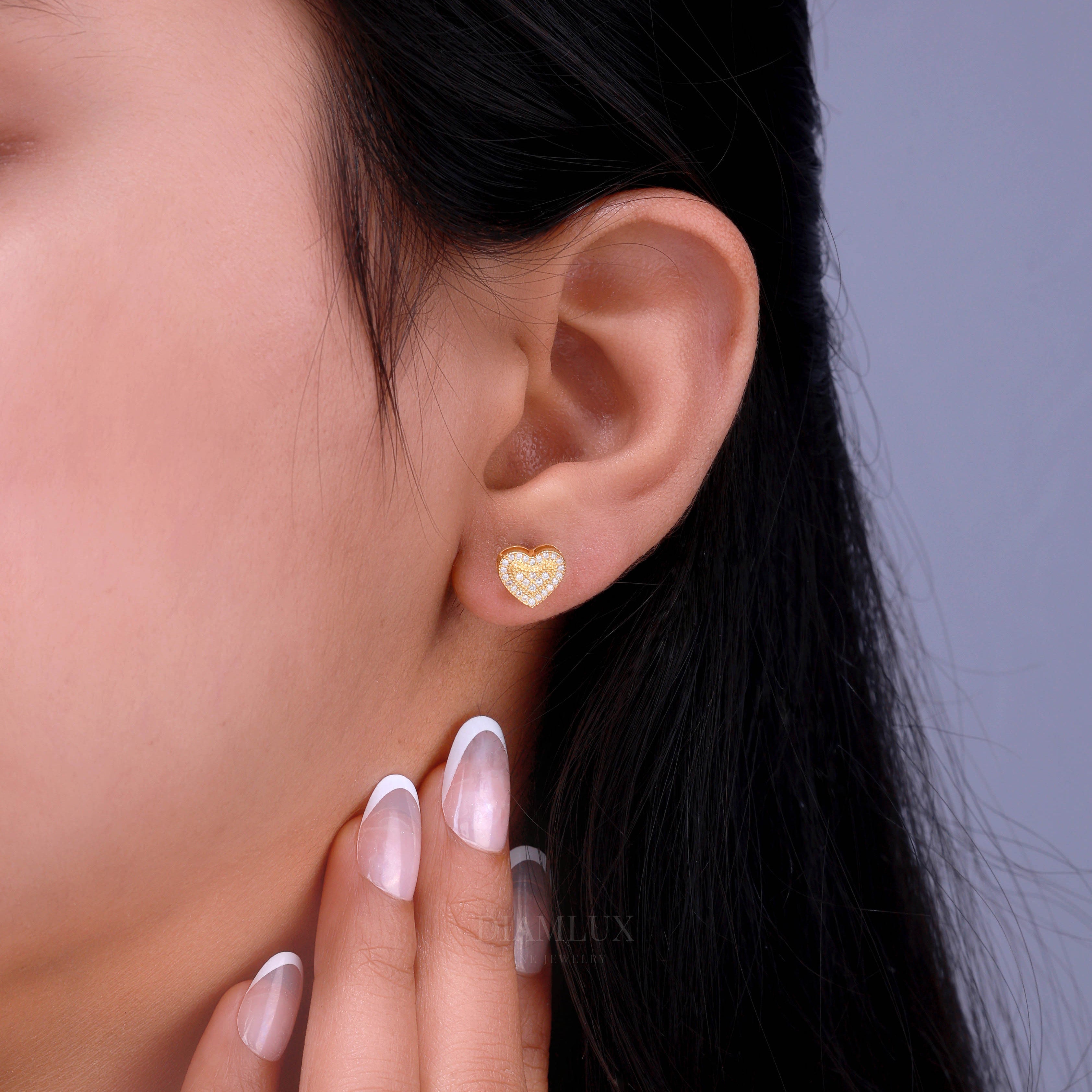 925 silver with moissanite diamond yellow gold earrings Diamlux Fine Jewelry