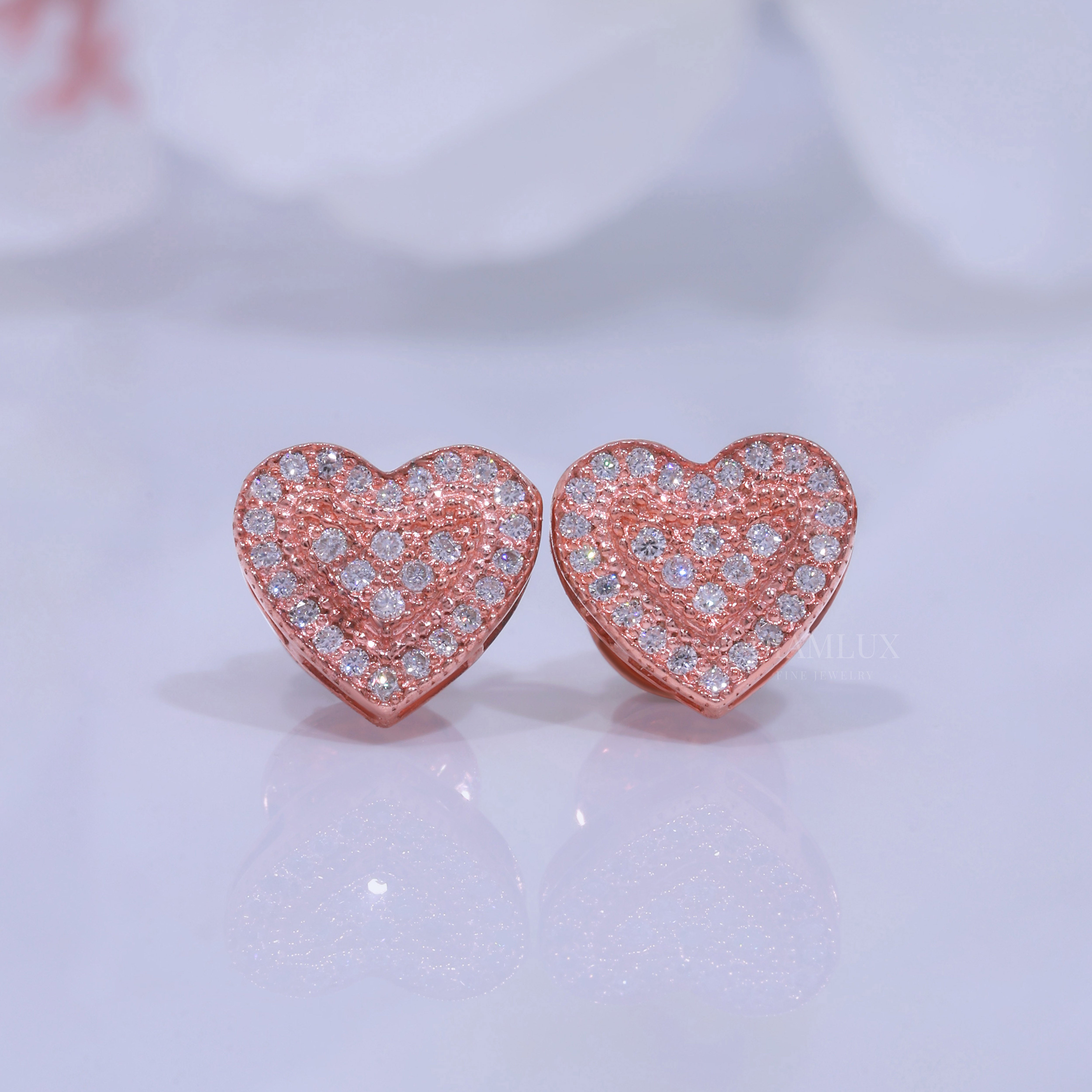925 Silver with moissanite diamond heart shape rose gold Diamlux Fine Jewelry