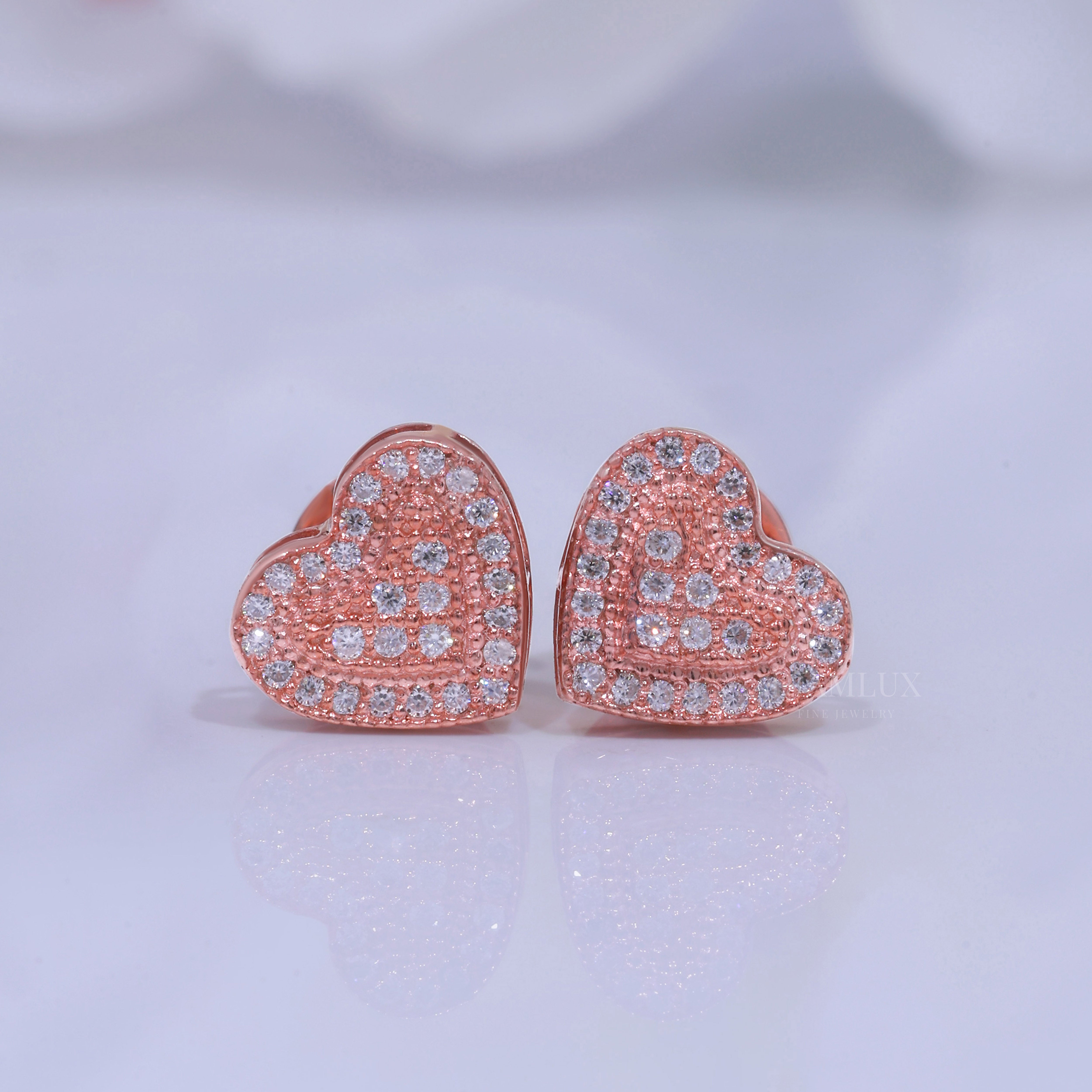 925 Silver with moissanite diamond heart shape rose gold Diamlux Fine Jewelry