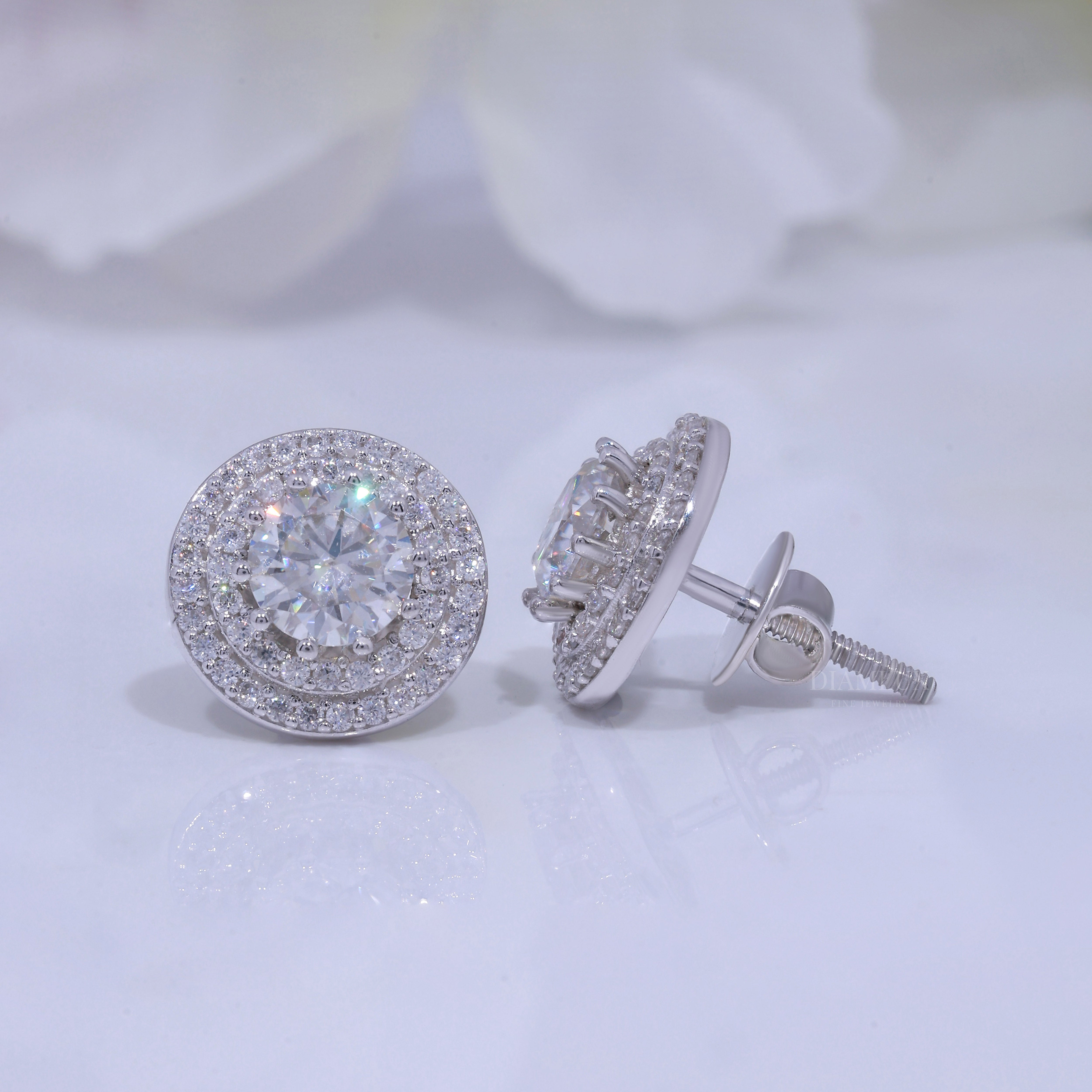 Round Brilliant Cut Solitaire Stud Earrings in 925 Sterling Silver Diamlux Fine Jewelry