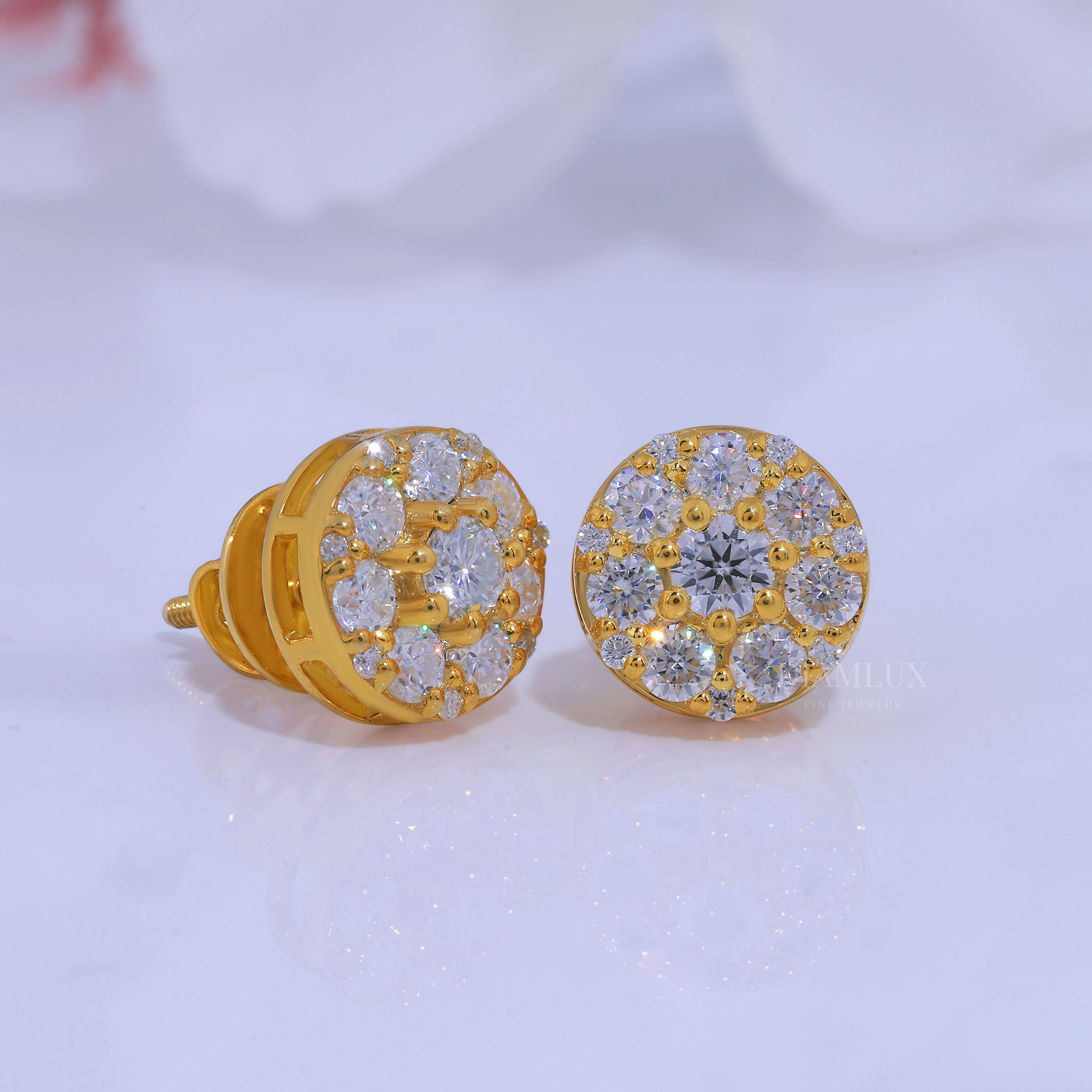 Yellow Gold plated Earring with Moissanite Diamonds Diamlux Fine Jewelry