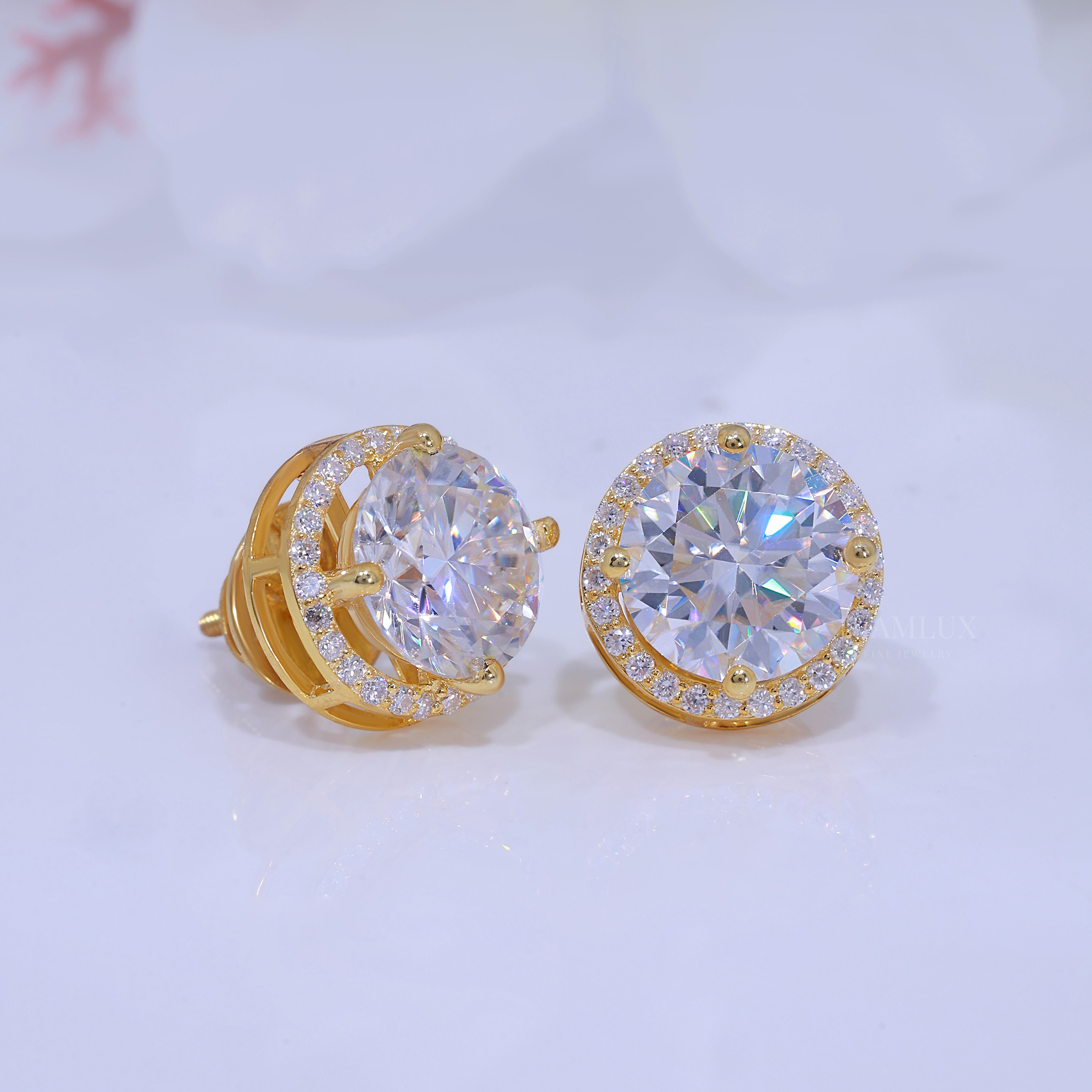 925 Silver with Moissanite Diamonds-Yellow Gold Diamlux Fine Jewelry