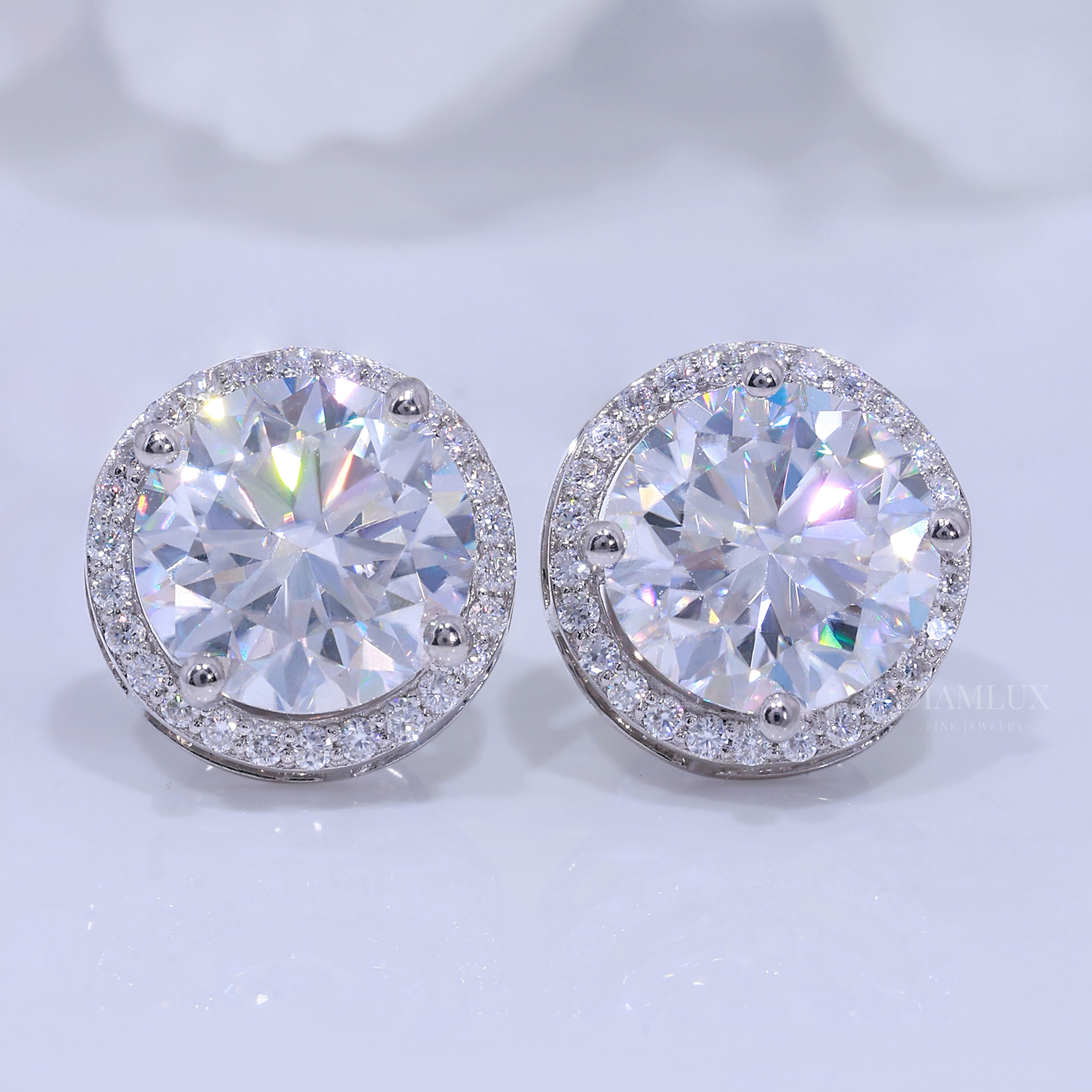 925 Silver with Moissanite Diamonds - White Gold Diamlux Fine Jewelry