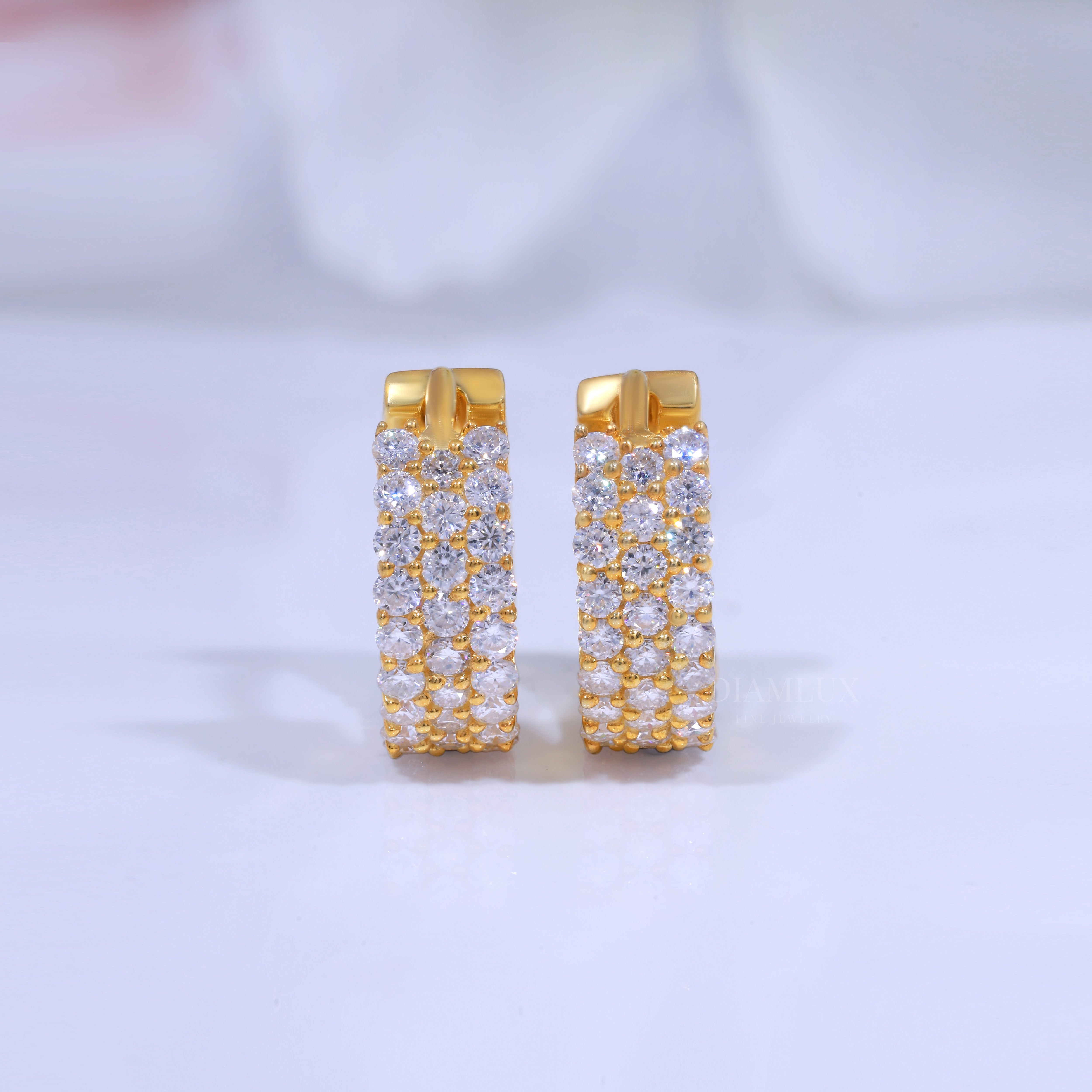 925 Silver with Moissanite Diamond- Yellow Gold Plated Diamlux Fine Jewelry