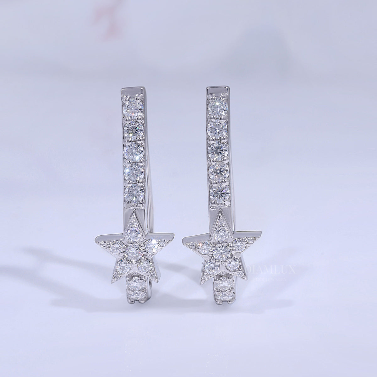 Celestial Star Drop Earrings in 925 silver with Moissanite Diamond Diamlux Fine Jewelry