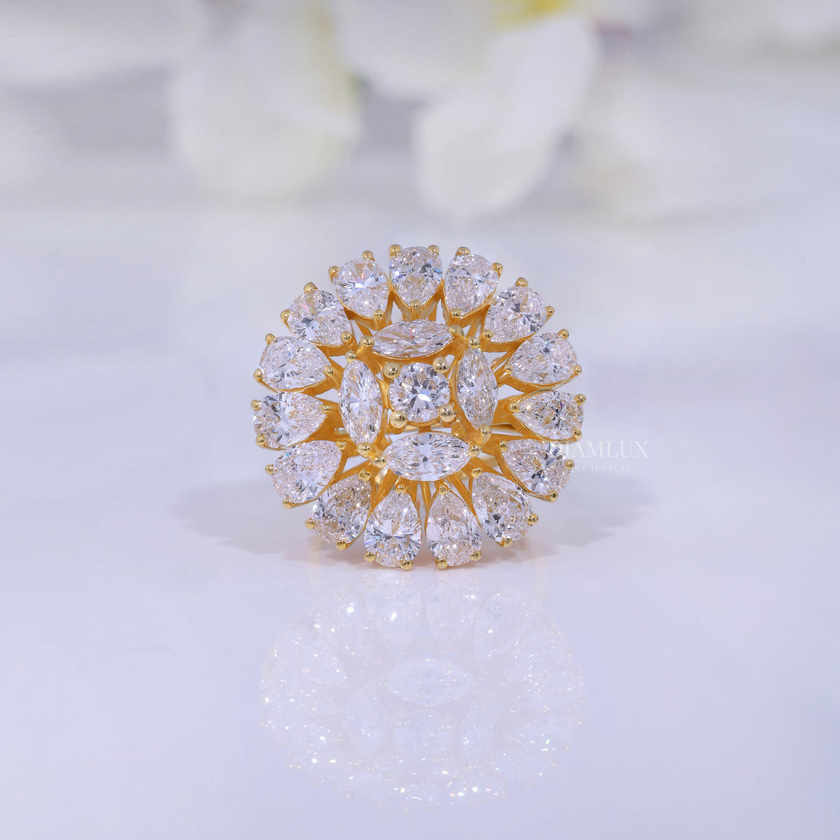 10kt Gold Lab Diamond Ring -Flower Diamlux Fine Jewelry