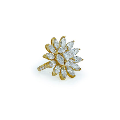 Marquise Diamond Bloom Cluster Ring in Yellow Gold-Lab Diamond Diamlux