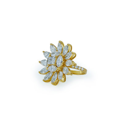 Marquise Diamond Bloom Cluster Ring in Yellow Gold-Lab Diamond Diamlux