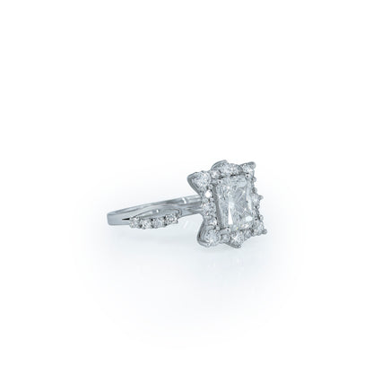 Radiant Halo Diamond Engagement Ring-Lab Diamond Diamlux